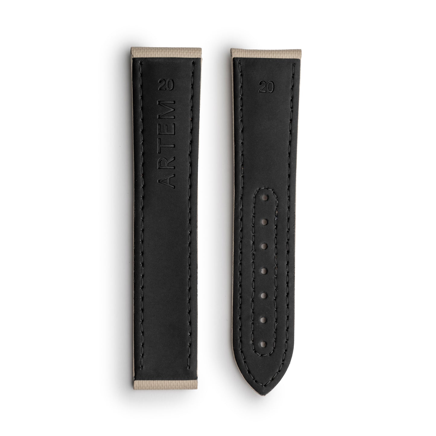 Loop-less™ Sand Beige Sailcloth Watch Strap with White Stitching