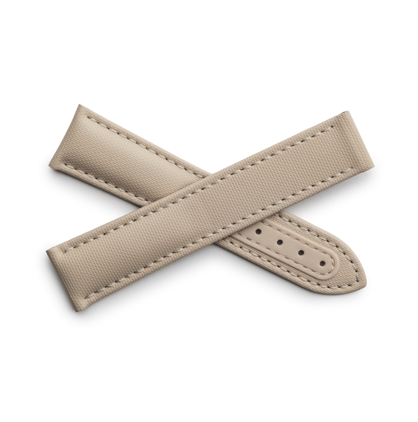Loop-less™ Sand Beige Sailcloth Watch Strap with White Stitching