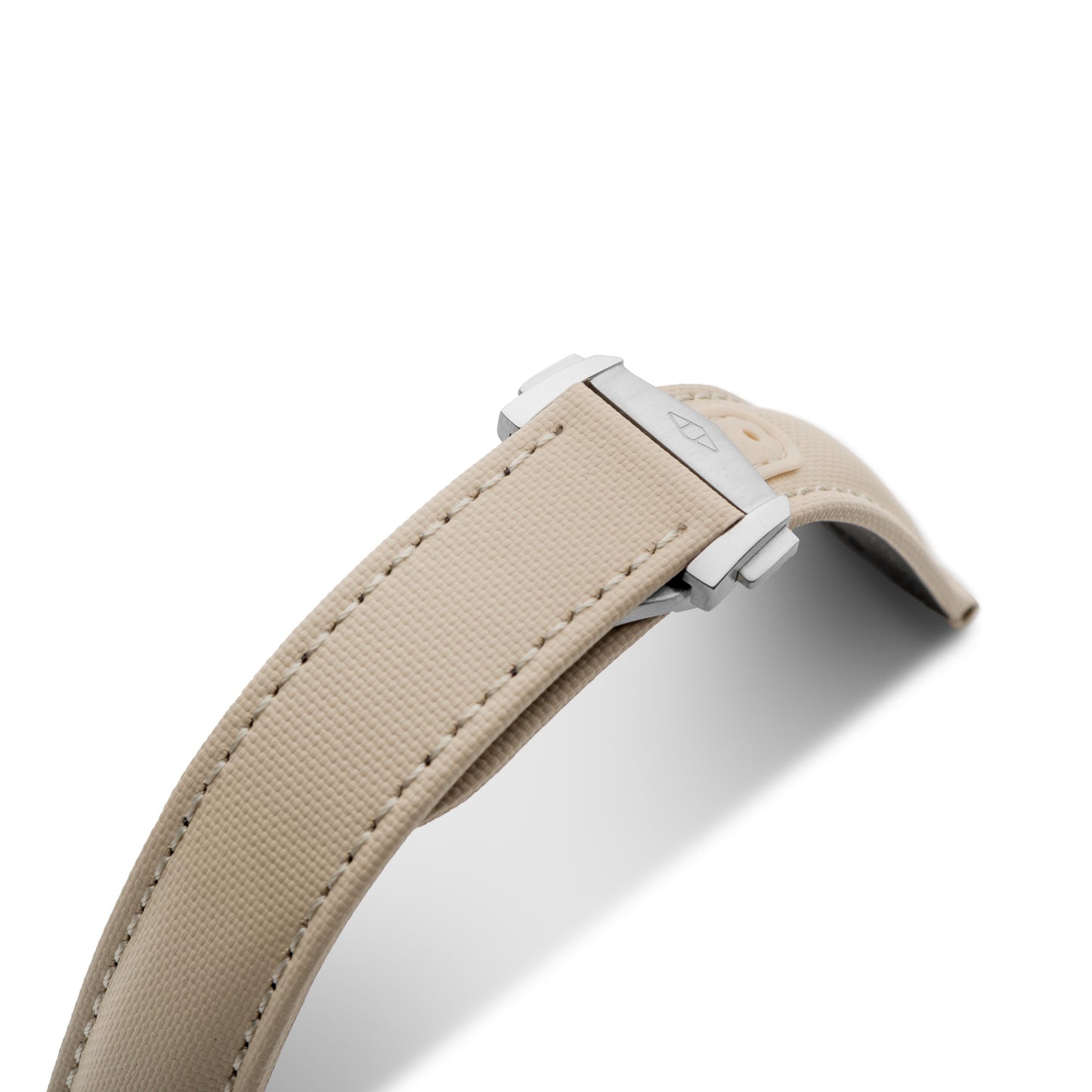 Loop-less™ Sand Beige Sailcloth Watch Strap with White Stitching