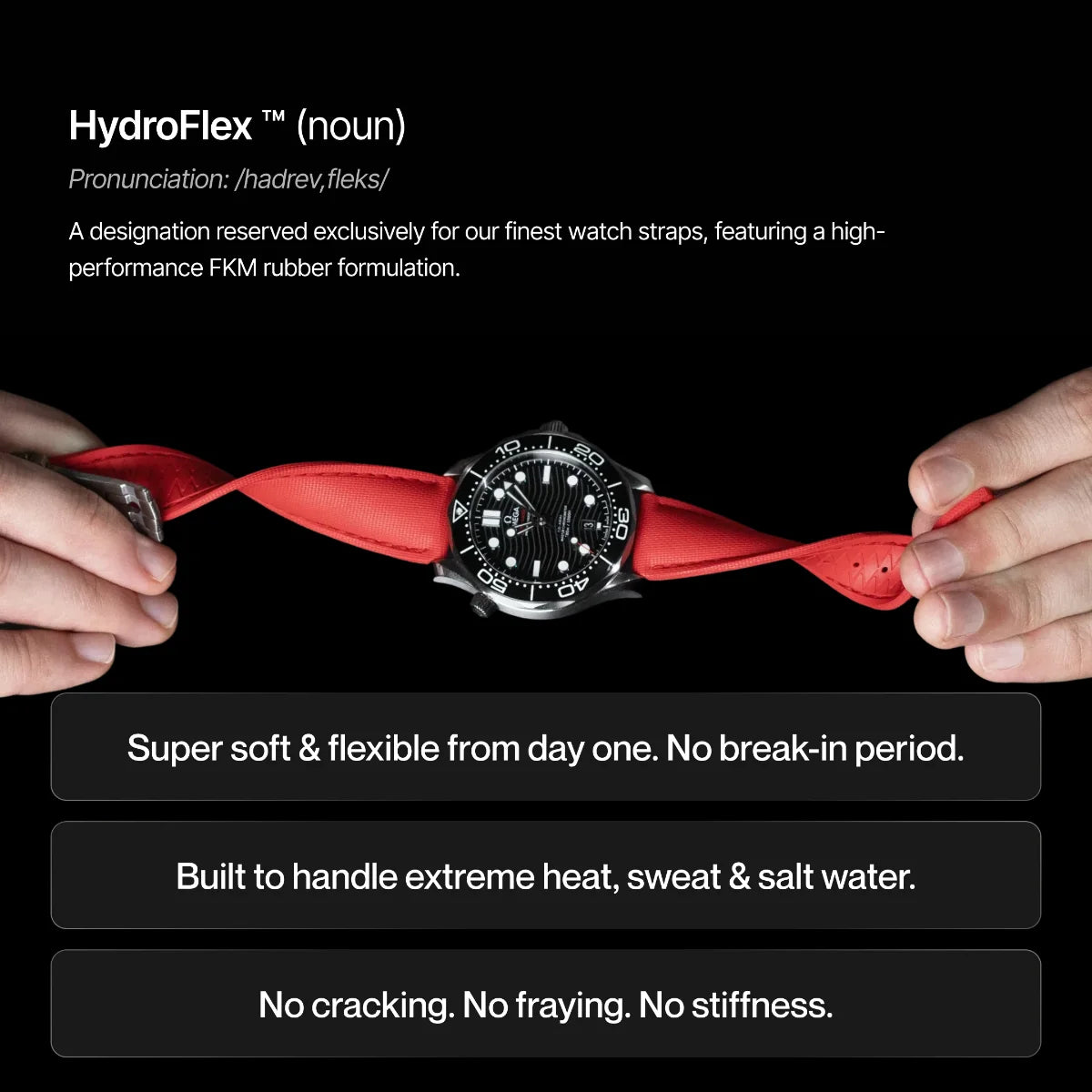 Loop-less™ HydroFlex™ | Dark Matter Edition | Black Strap with Black Stitching