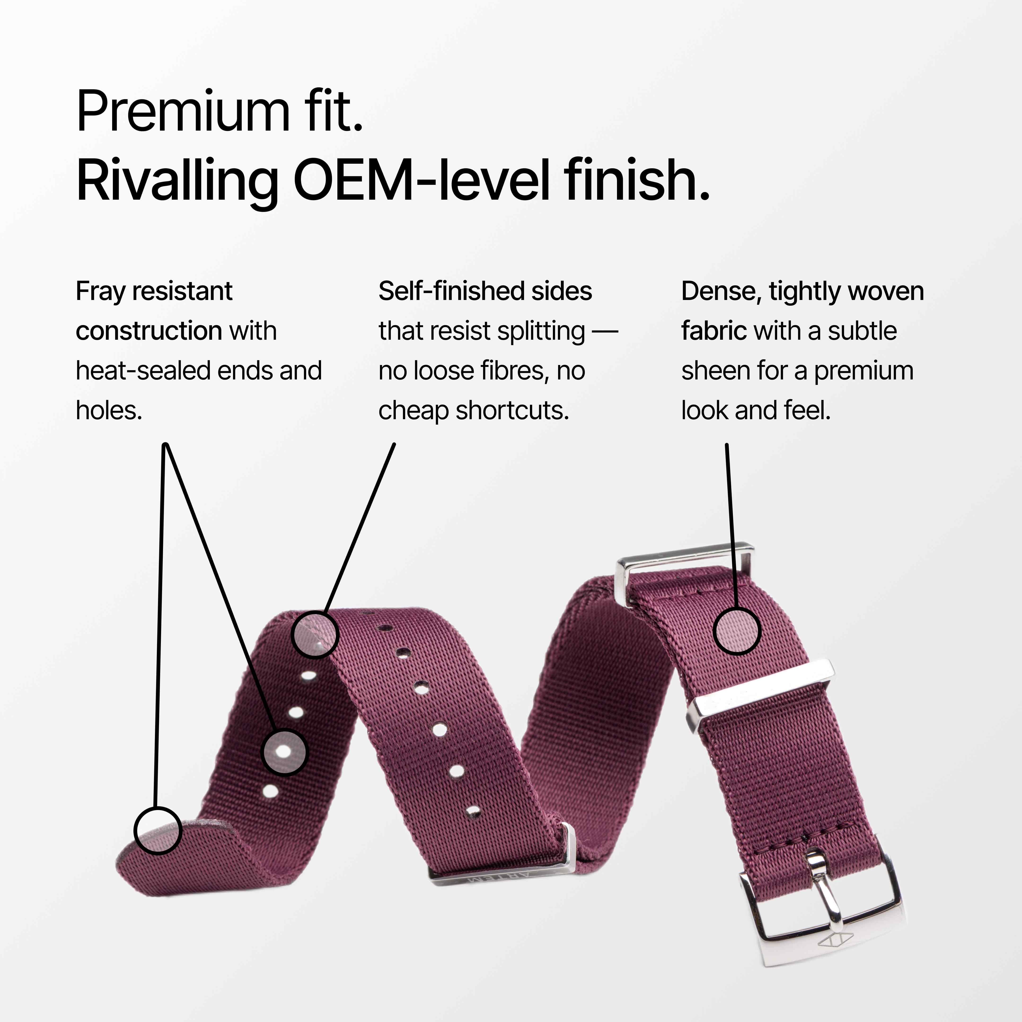 Burgundy Nylon Watch Strap