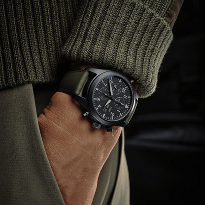 HydroFlex™ Khaki Green Hybrid FKM Watch Strap With Green Stitching