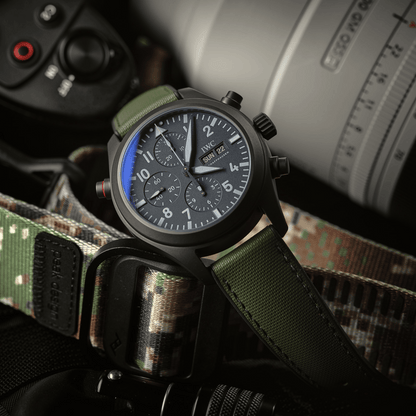 HydroFlex™ Khaki Green Hybrid FKM Watch Strap With Green Stitching