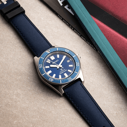 HydroFlex™ Navy Blue Hybrid FKM Watch Strap With Blue Stitching