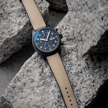 HydroFlex™ Sand Beige Hybrid FKM Watch Strap With White Stitching