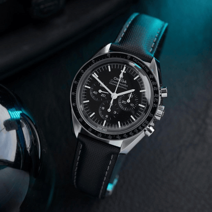 Loop-Less™ Black Sailcloth Watch Strap with Grey Stitching