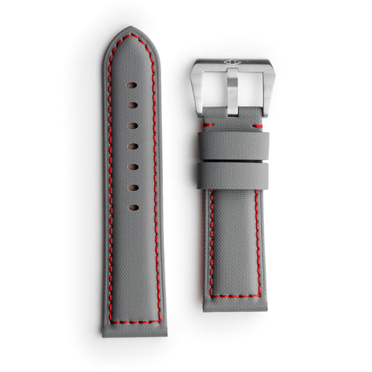 🎁 Pam Style Grey Sailcloth Watch Strap with Red Stitching (100% off)
