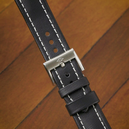 Classic | Khaki Green Sailcloth Watch Strap with Green Stitching